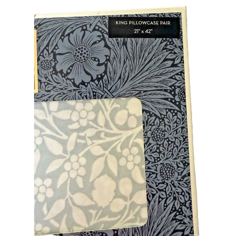 William Morris Tonal Clover King Pillowcases Soft Blue Set of 2 Percale 21x42